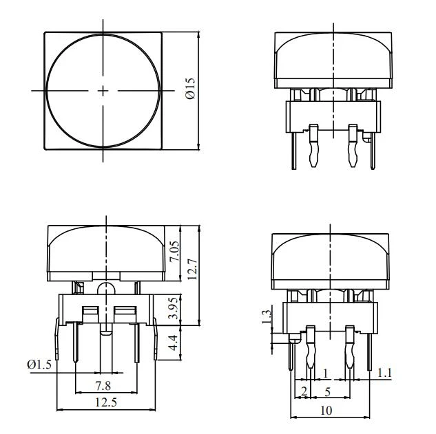 LED Tactile Button Switch TS15-10W56WTX